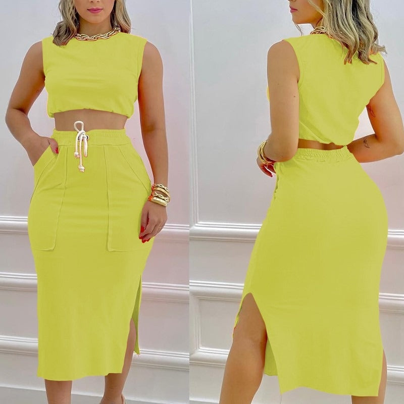 Traje de Falda Casual de Primavera y Verano para Mujer para Salidas