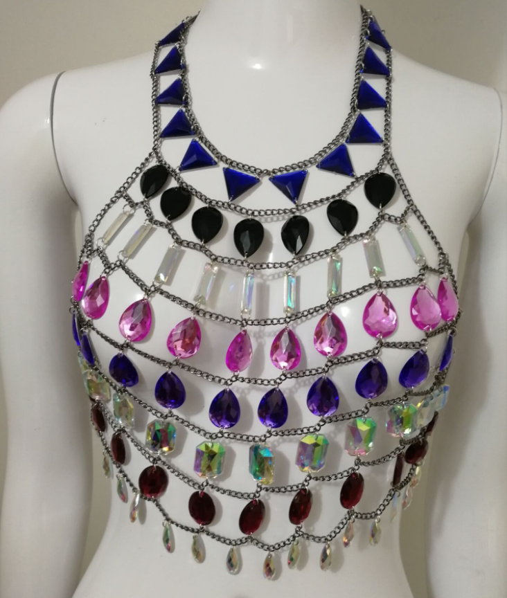 Top Halter Hueco con Piedras Preciosas