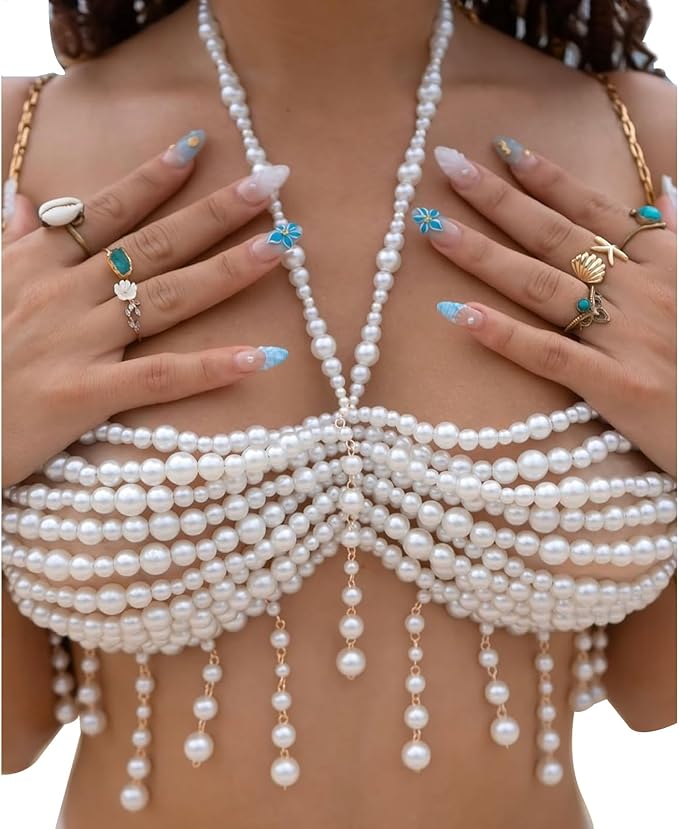 Collar de cadena de pecho con cuentas de playa de verano