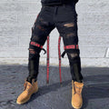 Black Slim Fit Ripped Cargo Jeans for Youth Street Style