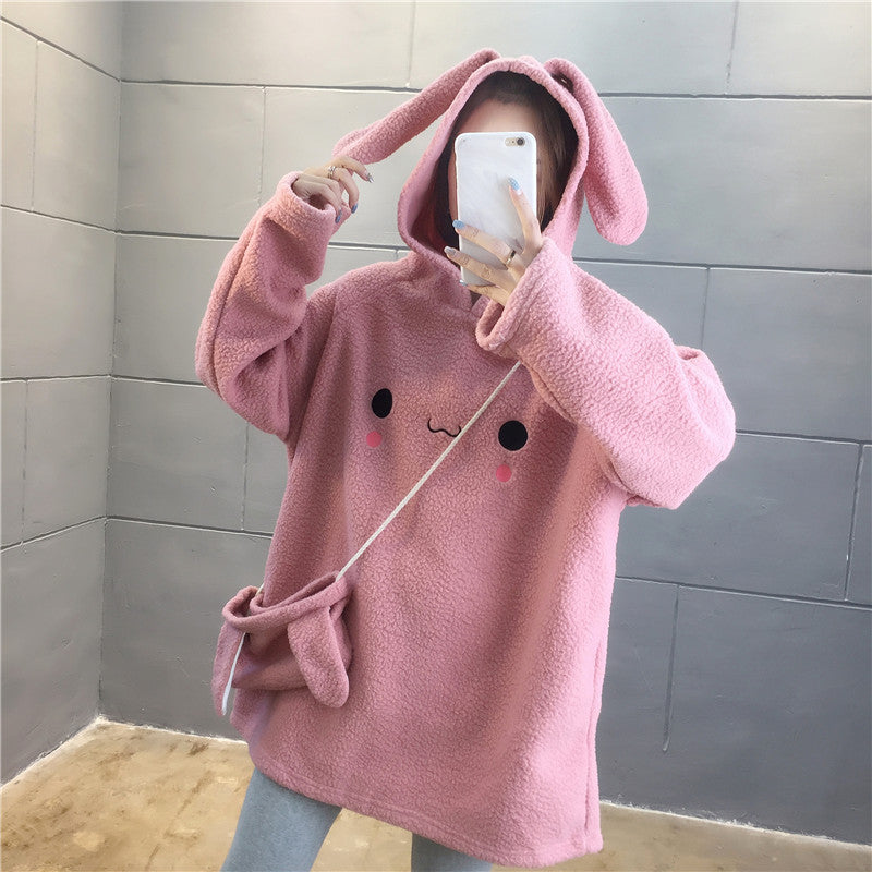 Sudadera con Orejas de Conejo al Estilo Coreano para Estudiantes