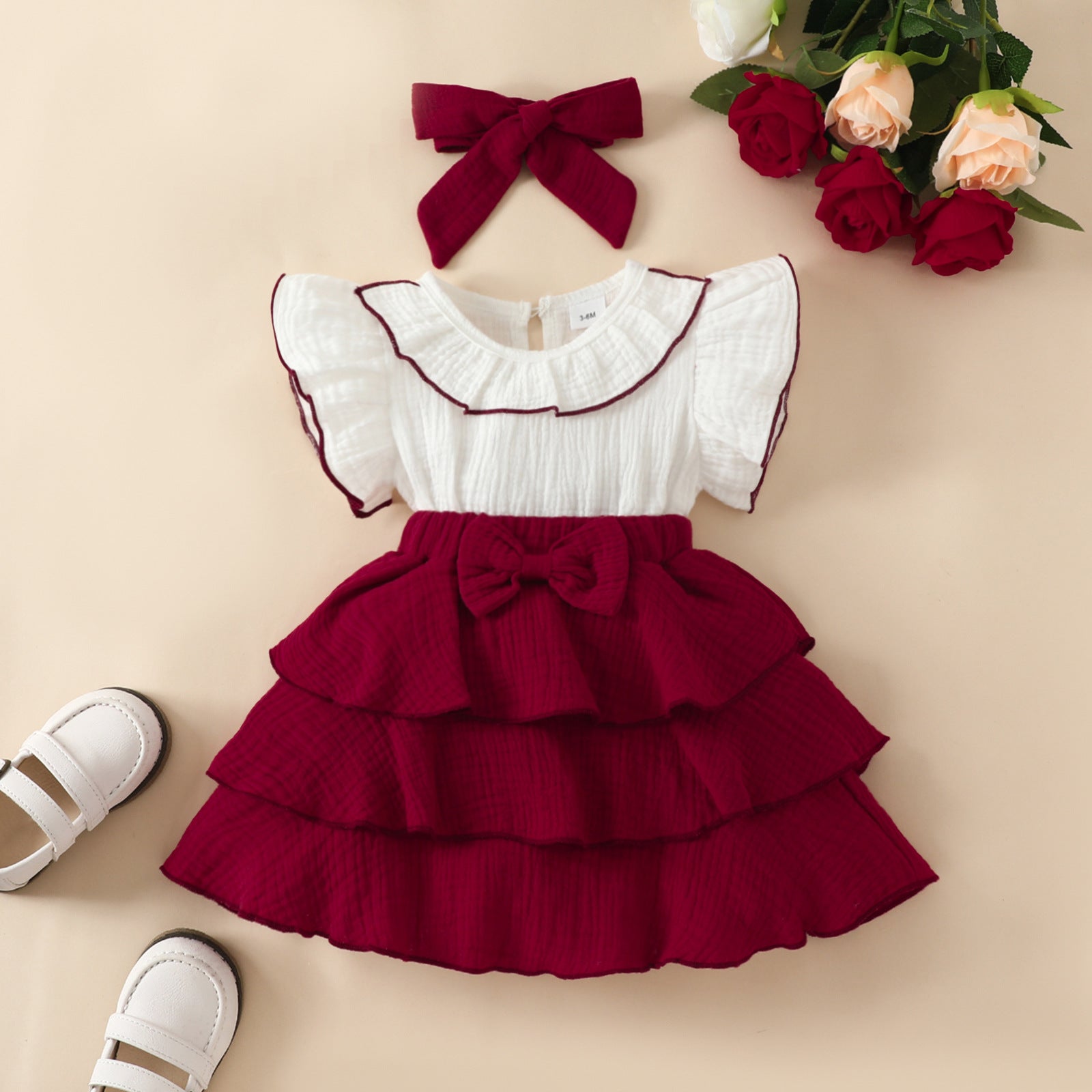 Baby Girl Bow Cake Dress - Ruffled Sleeveless Fashion