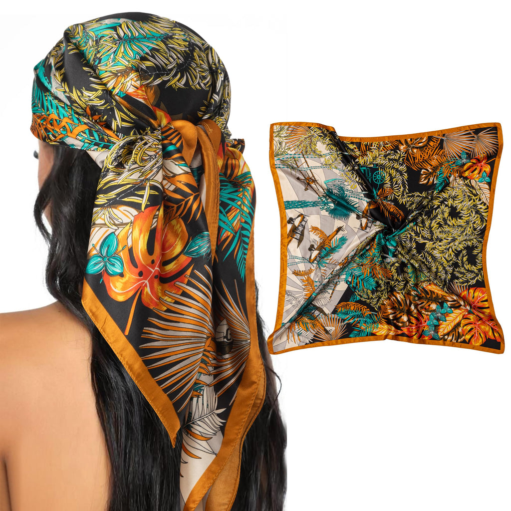 HBselect 35" Head Scarf for Women Hair Scarf Silk Like Satin Square Scarf Bandanas Hair Wraps Headscarf for Sleeping
