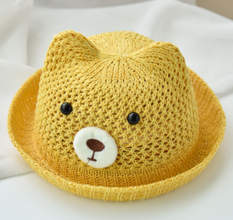 "Baby Girl Summer Beach Straw Travel Hat"